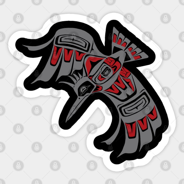 Tlingit style Kingfisher, in gray Sticker by Featherlady Studio